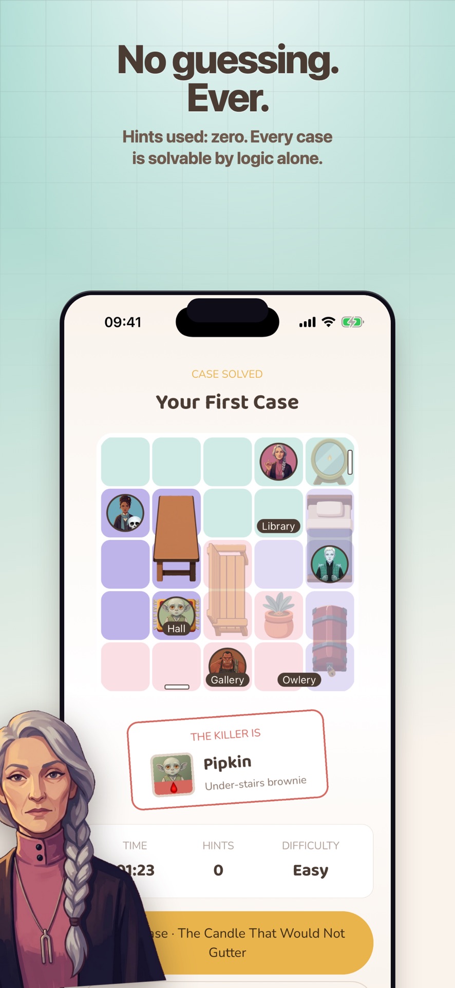 Case solved screen naming the killer